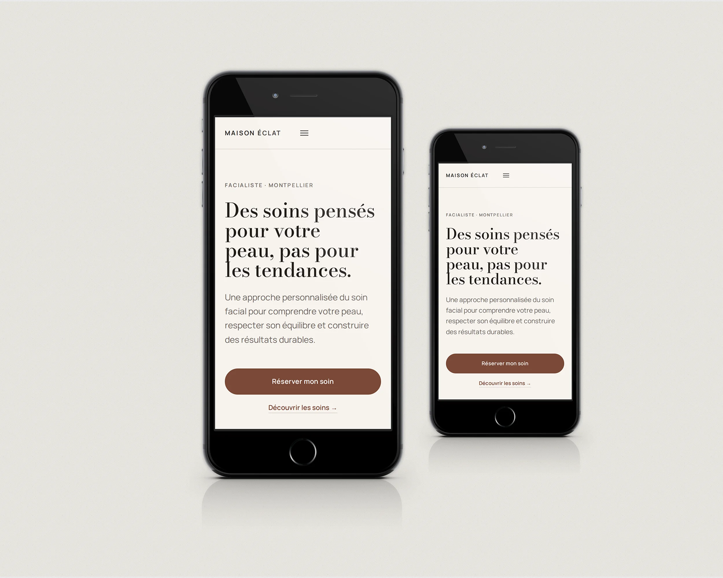 Site Maison Éclat en version responsive, mise en page éditoriale